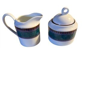 Mikasa La Scala 3-Piece Creamer and Sugar Bowl with Lid Fine China, M5111